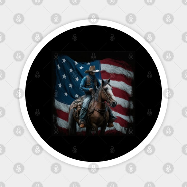 american flag, cowboy Magnet by Pattyld